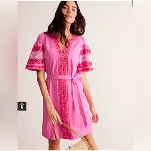 Boden Pink Embroidered Dress